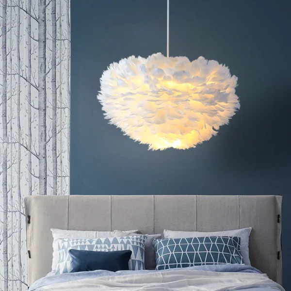 Feather Modest Ceiling Lamps for Room Modern Bedroom Chandeliers Wedding Kitchen Dining Table Led Lights Clothing Home-appliance