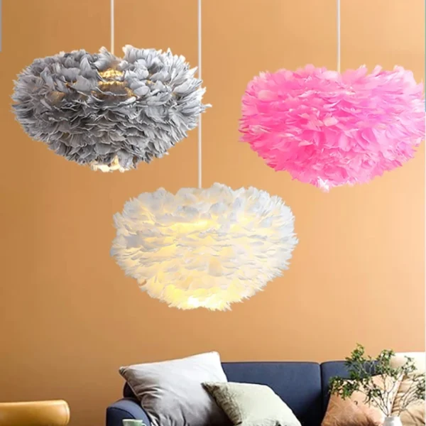 Feather Modest Ceiling Lamps for Room Modern Bedroom Chandeliers Wedding Kitchen Dining Table Led Lights Clothing Home-appliance - Image 4